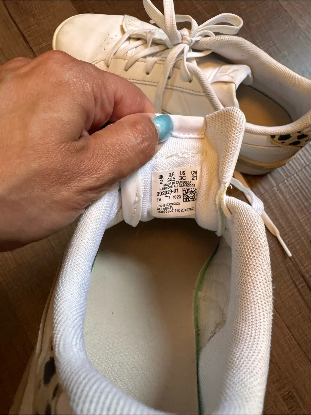 PUMA Girls White Platform Casual Sneakers with Leopard Accent